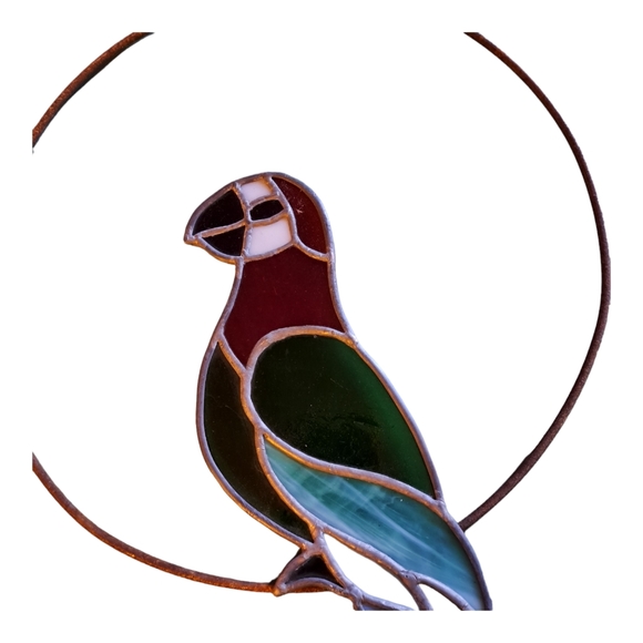 Vintage Stained Glass Parrot hanging AS IS - Picture 2 of 8